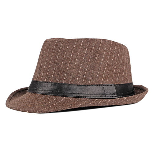 Autumn/Winter New English Men's Top Hat English Fashion Middle-Aged Striped Jazz Hat Men Casual Versatile Hat