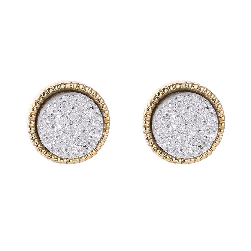 Alloy Resin Crystal Tooth Geometry Round Mineral Crystal Ear Stud display picture 5