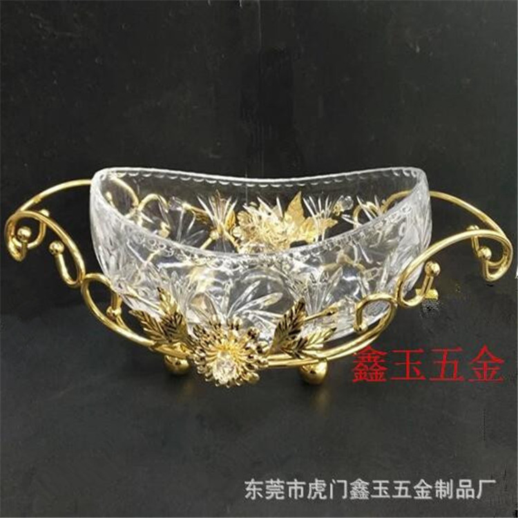 东莞厂家定做各种高档会所,酒店,用的金属电镀泳金果盘架,置物架