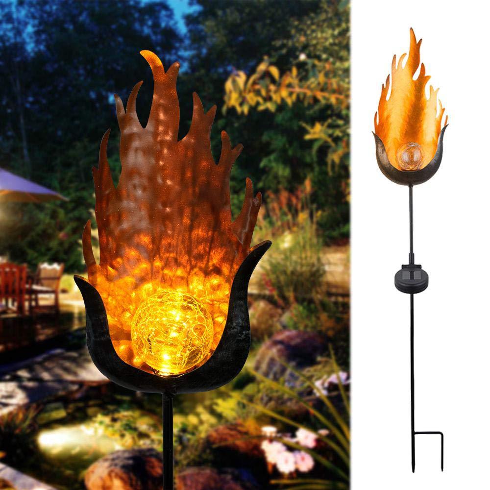 New Solar Flame Light LED Wrought Iron Outdoor Garden Lawn Decoration Plug Light LED Landscape Light