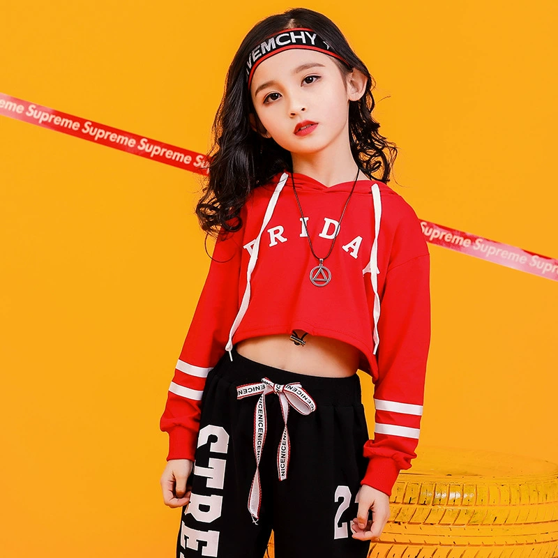 Детская уличная одежда для танцевGirls handsome jazz dance performance clothing girls hiphop hip-hop loose performance clothing trendy