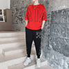 Youth Short sleeved T-shirt suit Elbow sleeve summer Trend Easy man 2019 new pattern Chaopai Korean Edition student