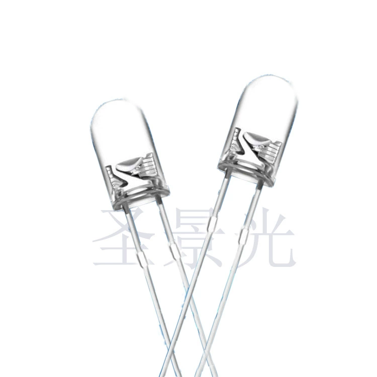 F3 borderless transparent purple round head short-legged LED straight-in lamp 3mm white-haired purple borderless LED light-emitting diode