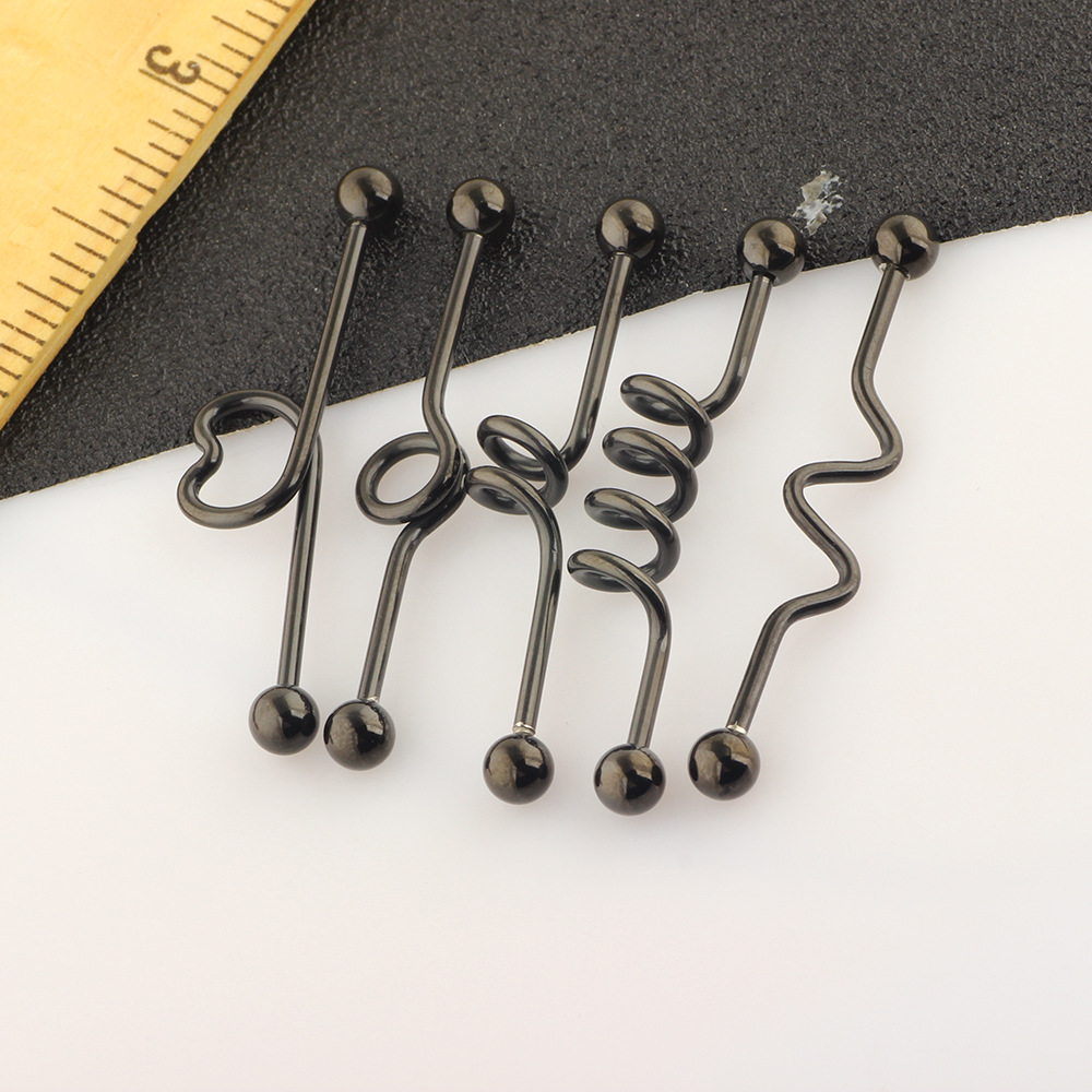 5-Piece Industrial Earring Set Long Rod Piercing Earrings Stainless Steel Ear Cartilage Jewelry Set detail image 26