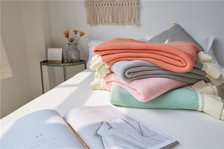 Lehká luxusní severská jednoduchá celobavlněná černá keprová deka do hotelové ložnice, vlněná deka, povlečení_voghion.com