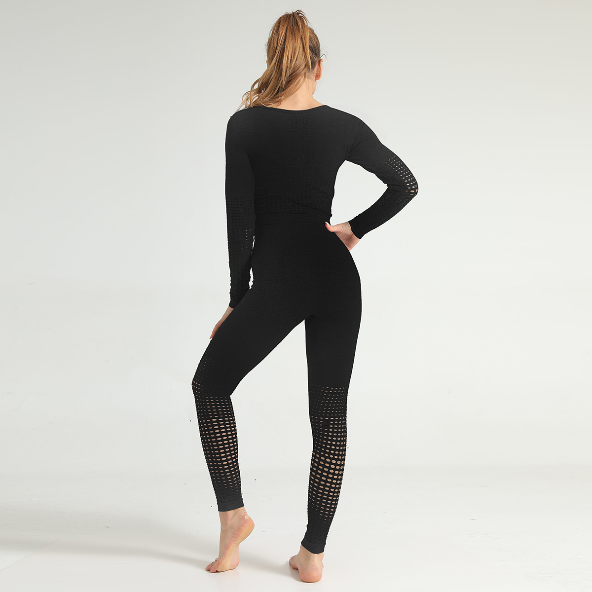 seamless knitted hang-dye gradient yoga wear suit NSLX14698