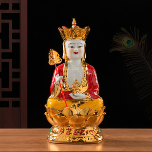 Ceramic Buddha Statue Gold Plated Flag Red Shajin King Bodhisattva Guanyin Buddha Buddha Three Western Saints