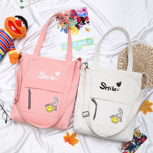 Korean style canvas shoulder bag, cross-body handbag, canvas bag, female art bag, tutoring bag, casual student handbag, school bag