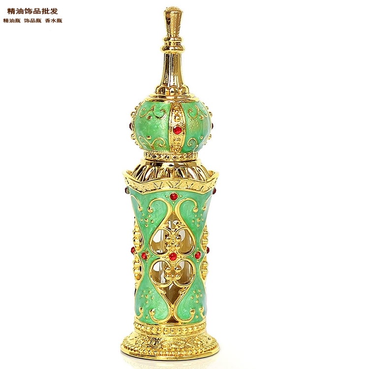 中国精油饰品网清新绿镀金色中东宫廷顶精油瓶香水瓶2.jpg