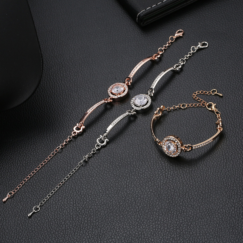 Geometric Pattern Fashion Geometric Copper Inlay Zircon Bracelets 1 Piece
