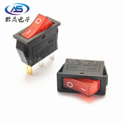船型开关 KCD3 3脚2档带灯翘板开关 电热锅 电器大电流 船形开关|ms