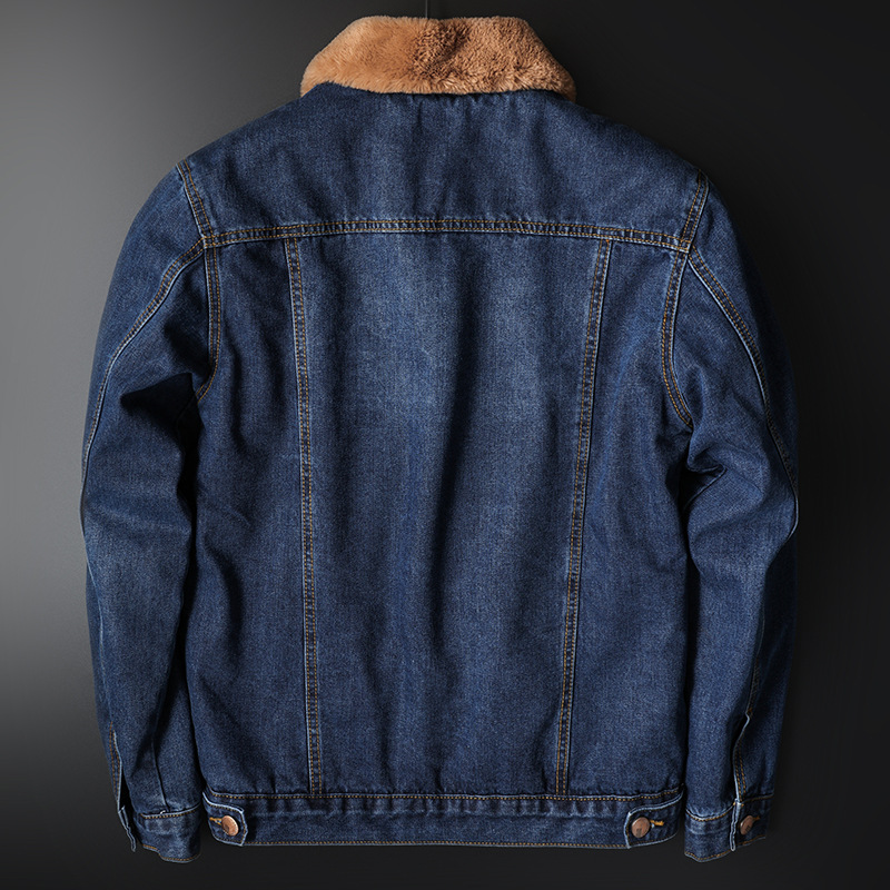 Herrenbekleidung Jacke Tops Herbst und Winter Stil Plus Samt Nostalgische Version Modische Casual Denim Jacke Einteiler Drop Shipping_voghion.com