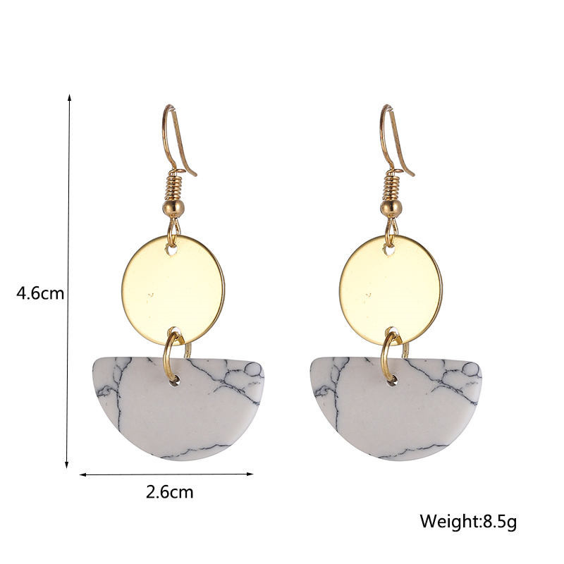 Jewelry Trend Semicircle Tricolor Turquoise Disc Geometric Earrings display picture 4