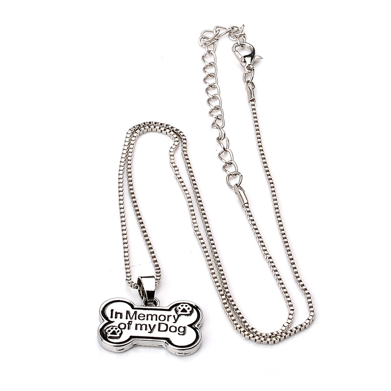 fashion simple Necklace Dog Bone Hang Tag Necklace Letter In memory of my dog Dog Tag Necklace nihao