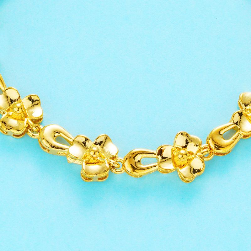 Venta al por mayor Europea oro latón flor pulsera mujer Vietnam chapado en oro 24K oro imitación real oro flor pulsera de las mujeres