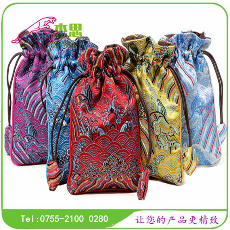 设计新款贡缎布佛珠手镯玉器批发珠宝首饰束口袋量大从优