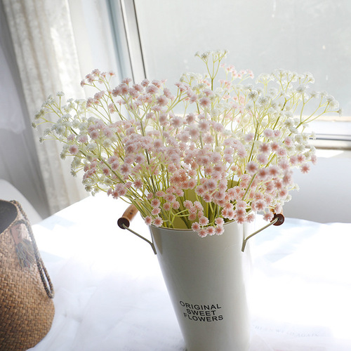 Simulated bouquet soft glue baby's breath DIY bridal bouquet simulated green plant plastic flower pink white decorative flower