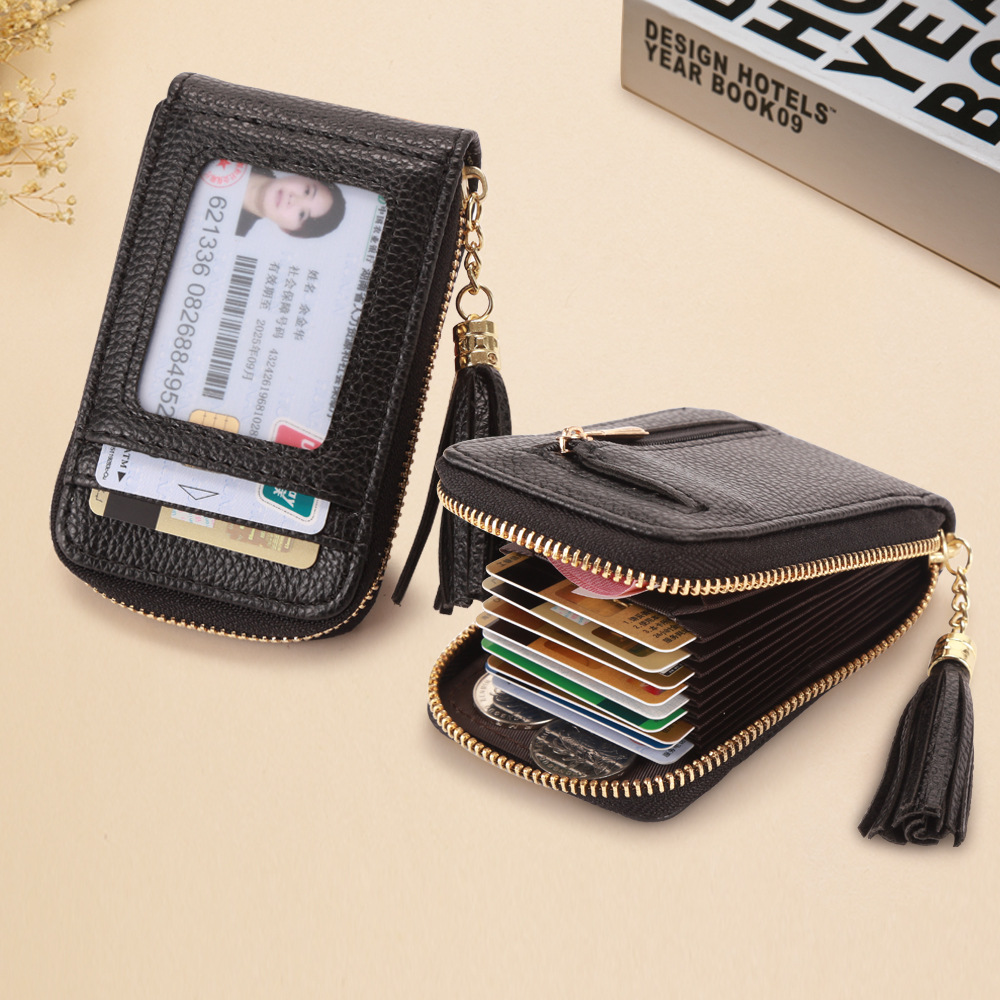 45g Weight Pu Leather Material Solid Color Pattern Unisex Gender Light Grey, Red, Blue, Black Color Korean New Simple Multi-card Position Ultra-thin Purse 7