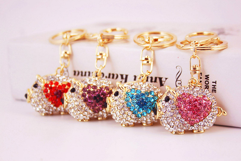 38g Weight Alloy, Metal Material Animal Pattern Unisex Gender Pink, Purple, Red, Blue Color Cute Heart Zodiac Pig Keychain 无
