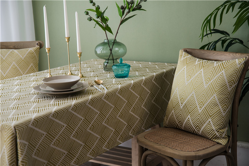 Waterproof Modern Minimalist Jacquard Wave Pattern Nordic Rectangular Coffee Table Dining Tablecloth Manufacturer_voghion.com