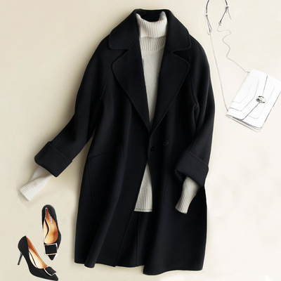 2019 Large Women's wear Sheep Plush overcoat Add fertilizer 200 Pounds of fat mm Show thin Easy Double-sided it Mid length version coat