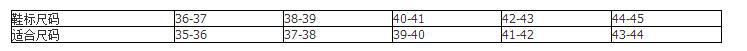 尺码表