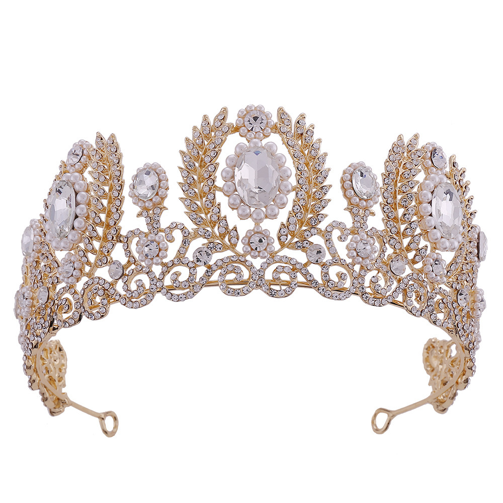 

baroque style vintage bridal crown pearl rhinestone crown headband bridal head jewelry flower crown