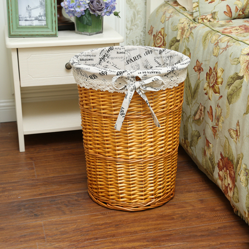 Cesta de almacenamiento redonda de ratán cesta de lavandería doméstica cesta de lavandería cesta de almacenamiento de juguete tejida con tapa cesta de almacenamiento de ropa