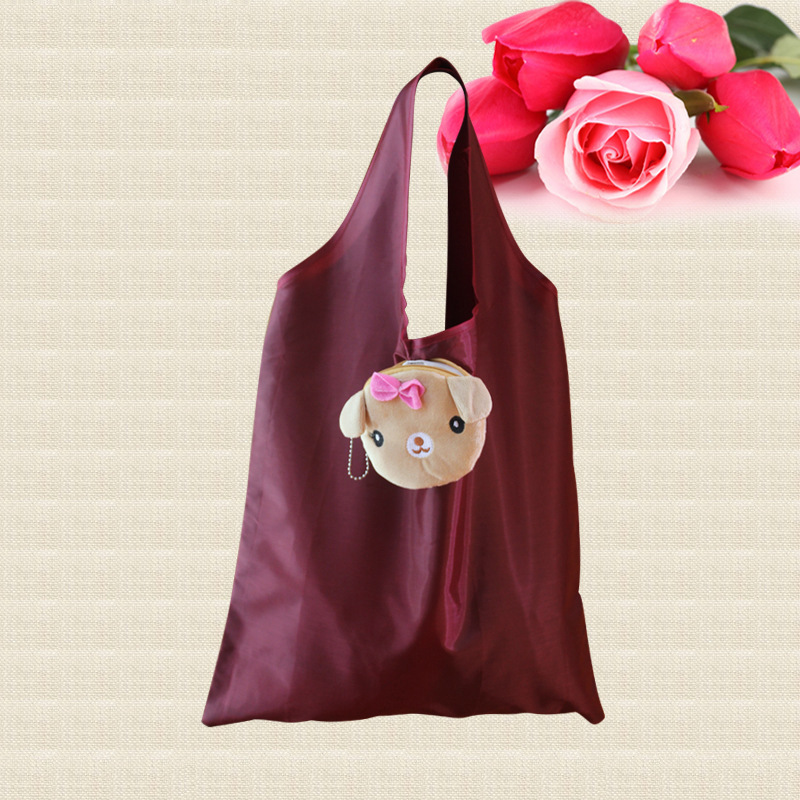 Cute Bear Folding bags Plush Cartoon Shopping bag customized Imprint logo Polyester bags supermarket Shopping bag