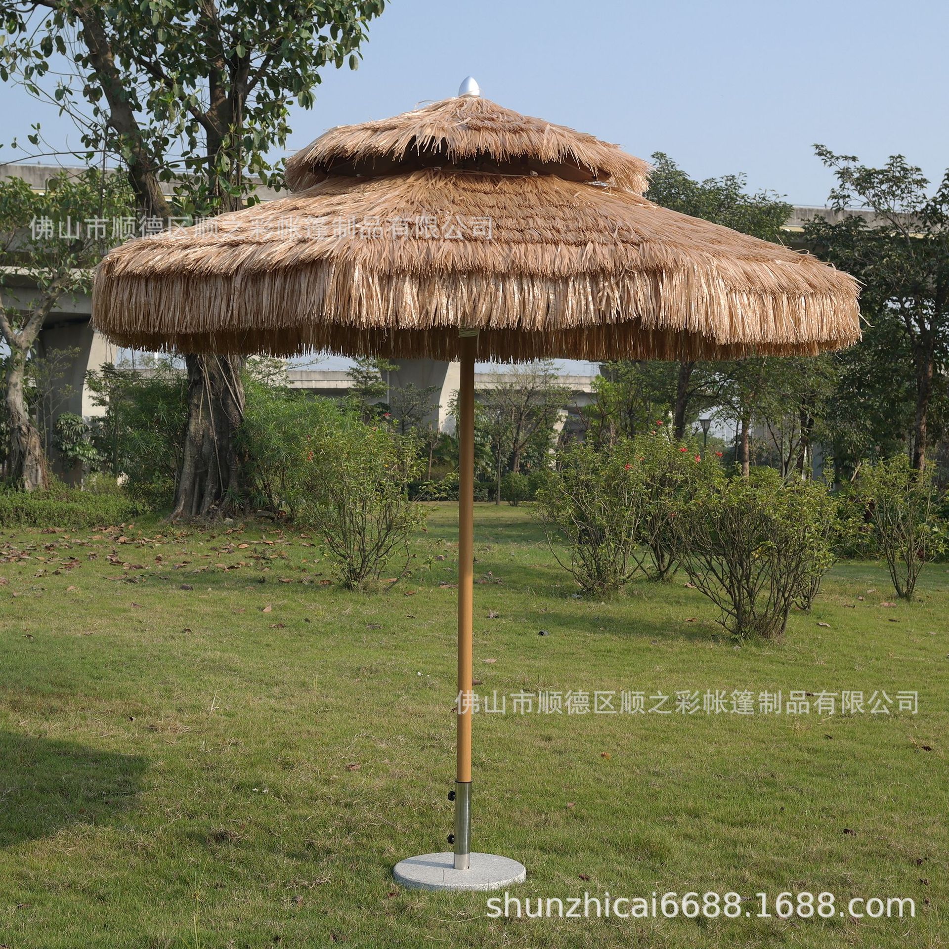 顺之彩户外遮阳伞批发度假海滩茅草伞中柱铝合金稻草伞-阿里巴巴