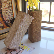 北欧海草编织民间手工创意居家装饰陈列摆件收纳花盆 插花花蓝