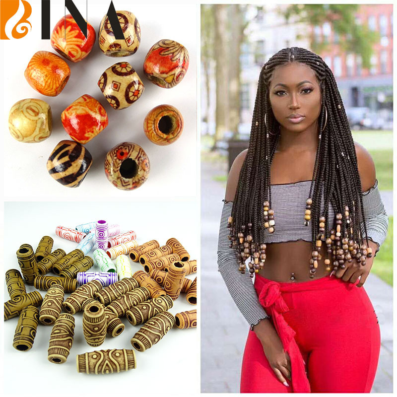 Wig Braid Decorative DIY Accessories Large Hole Decals Round beads locks beads Reggae Dirty Braid Wooden beads