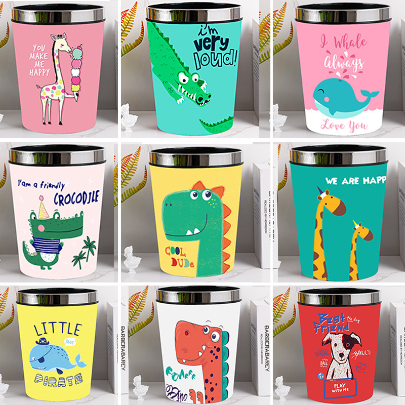 Manufacturer Wholesale Nordic Creative Cartoon Trash Can for Home Living Room and Kitchen Large Size Without Lid Storage