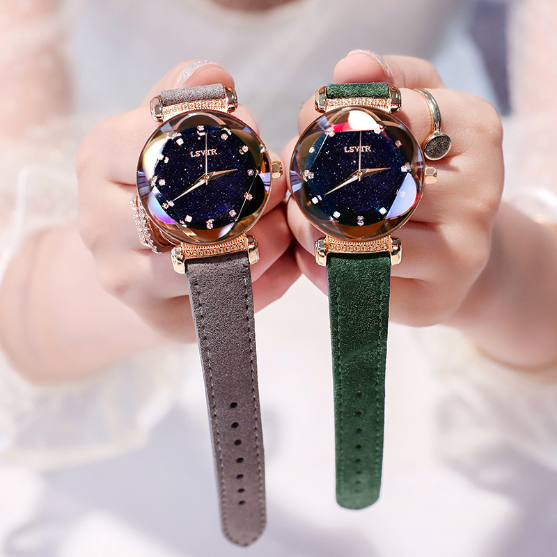 微商抖音爆款 现货批发女士星空石英手表网红手表水钻学生韩手表|ru