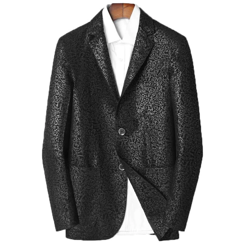 Пиджак мужской из натуральной кожи, slim fit, осень, черный, размеры M–XXXXL