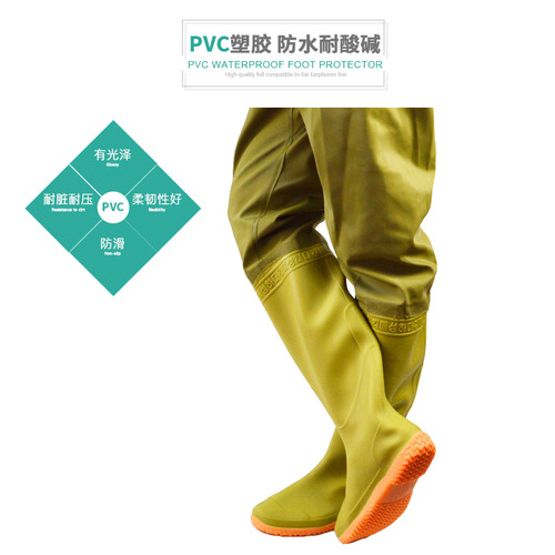 Rain boot men's waterproof knee-high submersible pants for farming, fishing, elongated over-the-knee waterproof seedling shoes, wear-resistant and slip-resistant