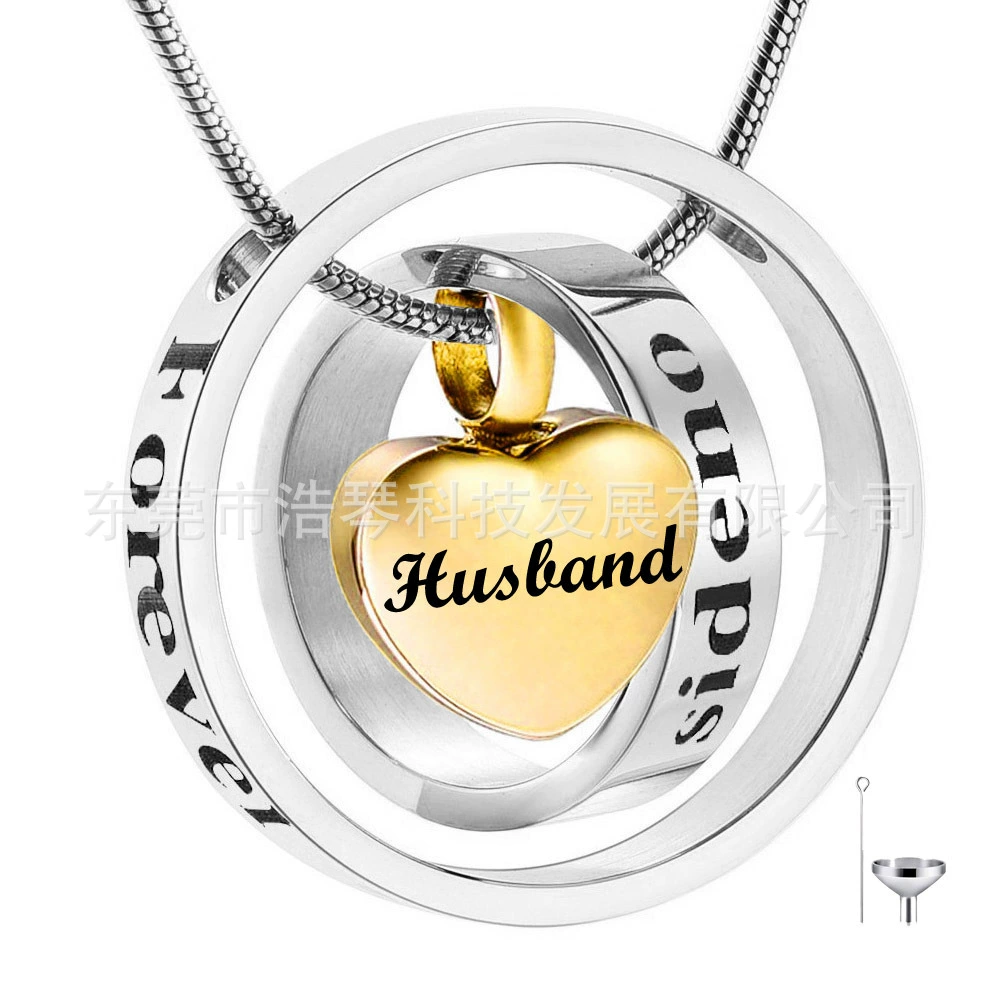 Желание горячей продажи памятные родственники муж пепел ожерелье золото в форме сердца cinerary шкатулка кулон похороны ювелирные изделия