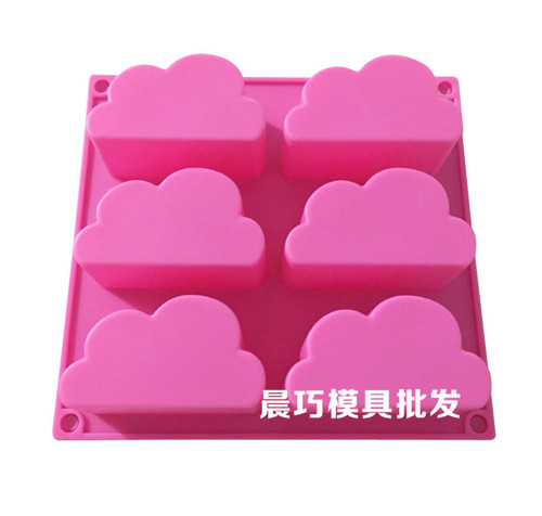 Silicone cake mold, handmade soap mold, mousse mold, six-hole cloud mold, cloud shape silicone mold