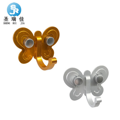 圣瑞佳 太空铝免打孔蝴蝶钩衣帽挂钩 批发彩色衣钩卫浴五金壁挂