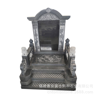 贵州安顺 山西黑石雕墓碑 雕刻花鸟山水图案 款式新颖|ru