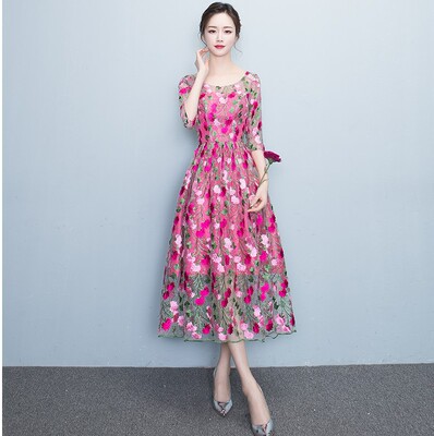 宴会晚礼服2021新款春季中长款公主生日聚会连衣裙小礼服裙花仙子|ru