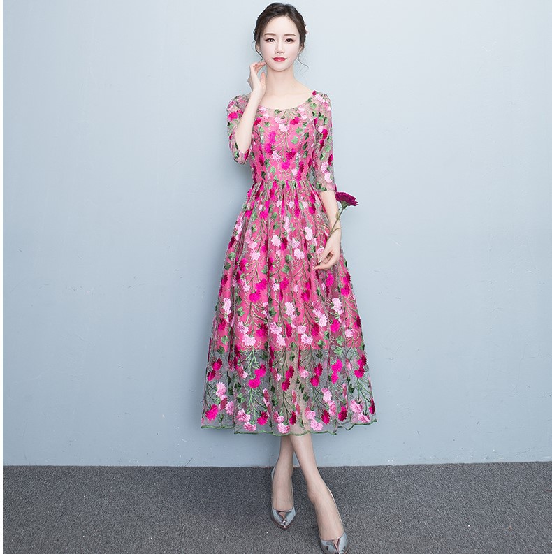 宴会晚礼服2021新款春季中长款公主生日聚会连衣裙小礼服裙花仙子|ru