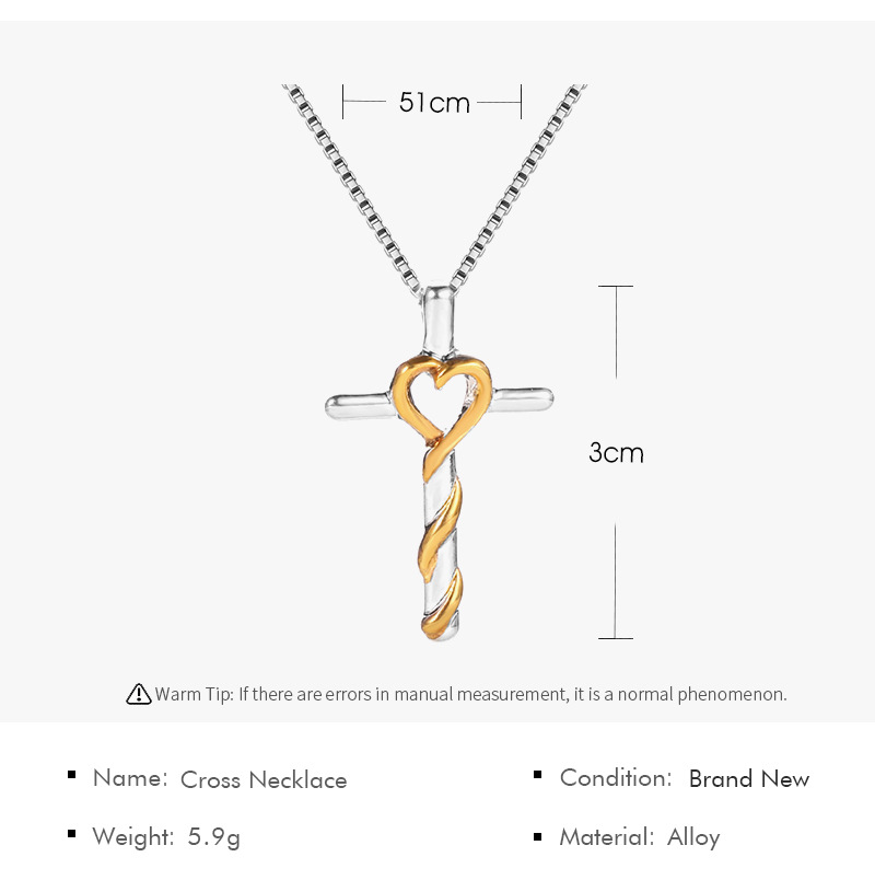 Fashion Love-shaped Classic Cross Pendant Clavicle Chain Ladies Necklace display picture 1