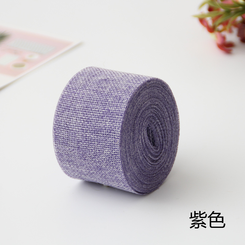 Cinta de lino de imitación DIY decoración de la boda 5CM color poliéster rollo de lino decoración del partido ventas directas de la fábrica