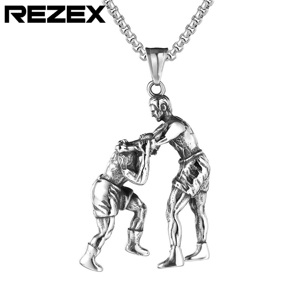 P0355-NK04 foreign trade jewelry wholesale retro gym jewelry wrestling judo titanium steel pendant necklace