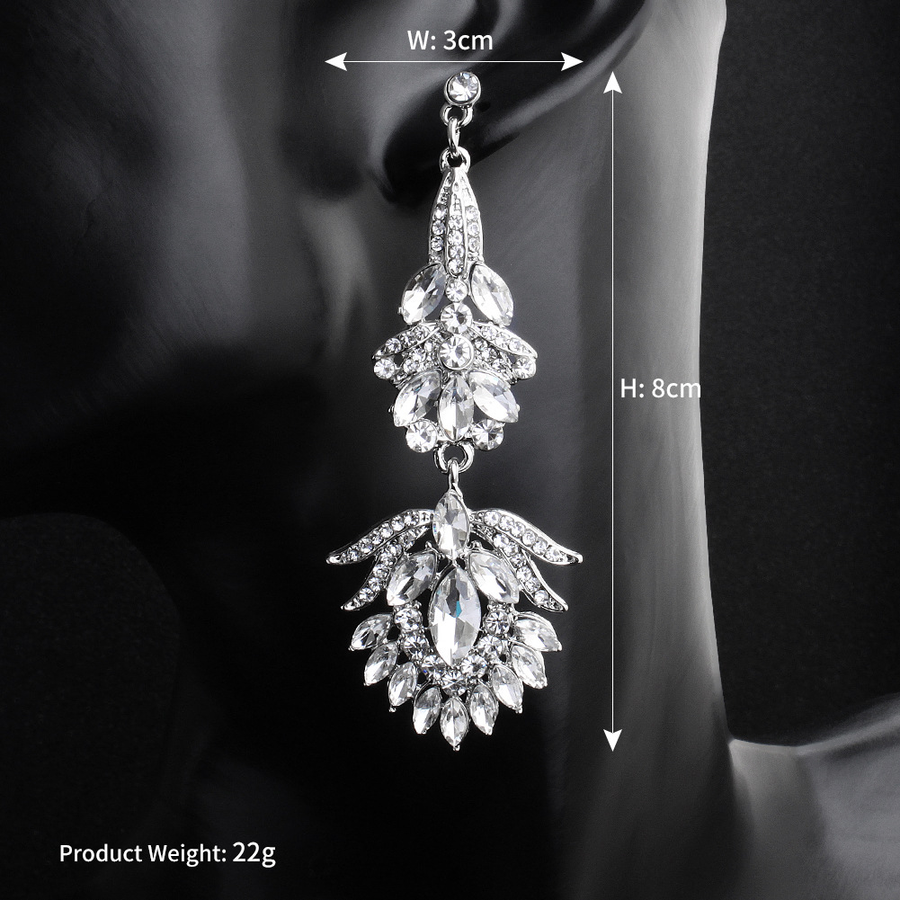 Fashion Exaggerated Trend Simple Retro Alloy Diamond Bridal Wedding Earrings display picture 9