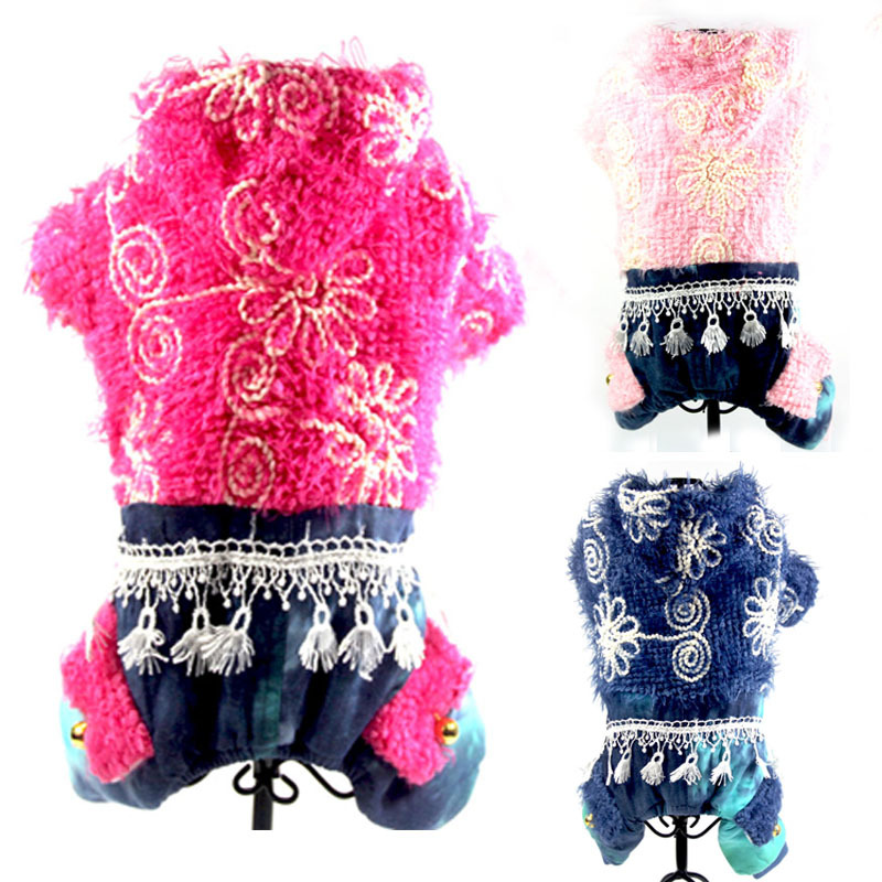 三色可選寵物衣服冬裝 廠家直銷 龍物四腳衣保暖耐髒 屁股帶鈴铛