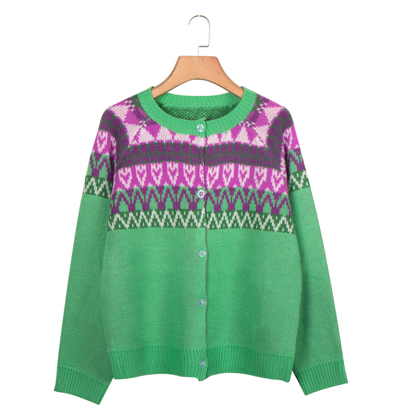 women s new solid color printed sweater  NSLK11334