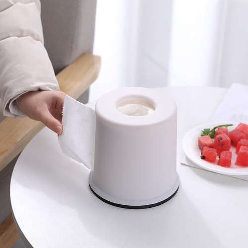 Plastic tissue box round living room paper box creative cylinder multi-functional home bathroom roll paper storage box