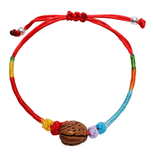 Handmade woven five-colored thread bracelet with five-colored thread and peach kernel red rope for the Dragon Boat Festival, wholesale accessories for the Dragon Boat Festival.